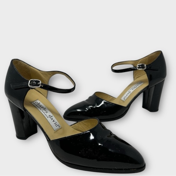 Charles David Patent Leather Mary Jane Block Heels Black Size 7 - Picture 2 of 8